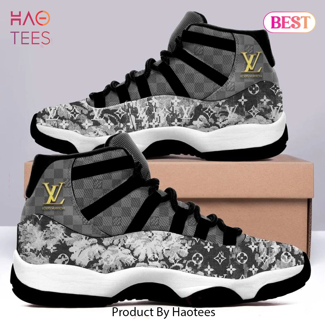 [NEW FASHION] Grey Louis Vuitton Air Jordan 11 Sneakers Shoes Hot 2023 LV Gifts For Men Women