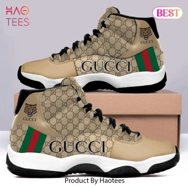 [NEW FASHION] Gucci Brown Tiger Air Jordan 11 Sneakers Shoes Hot 2023 Gifts For Men Women
