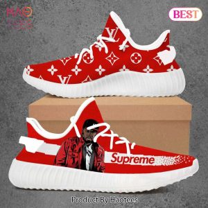 [NEW FASHION] Louis Vuitton Supreme Red 50 Cent Luxury Brand Premium Yeezy Sneaker For Men Women
