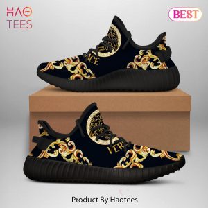 [NEW FASHION] Versace Gold Pattern Black Yeezy Sneaker