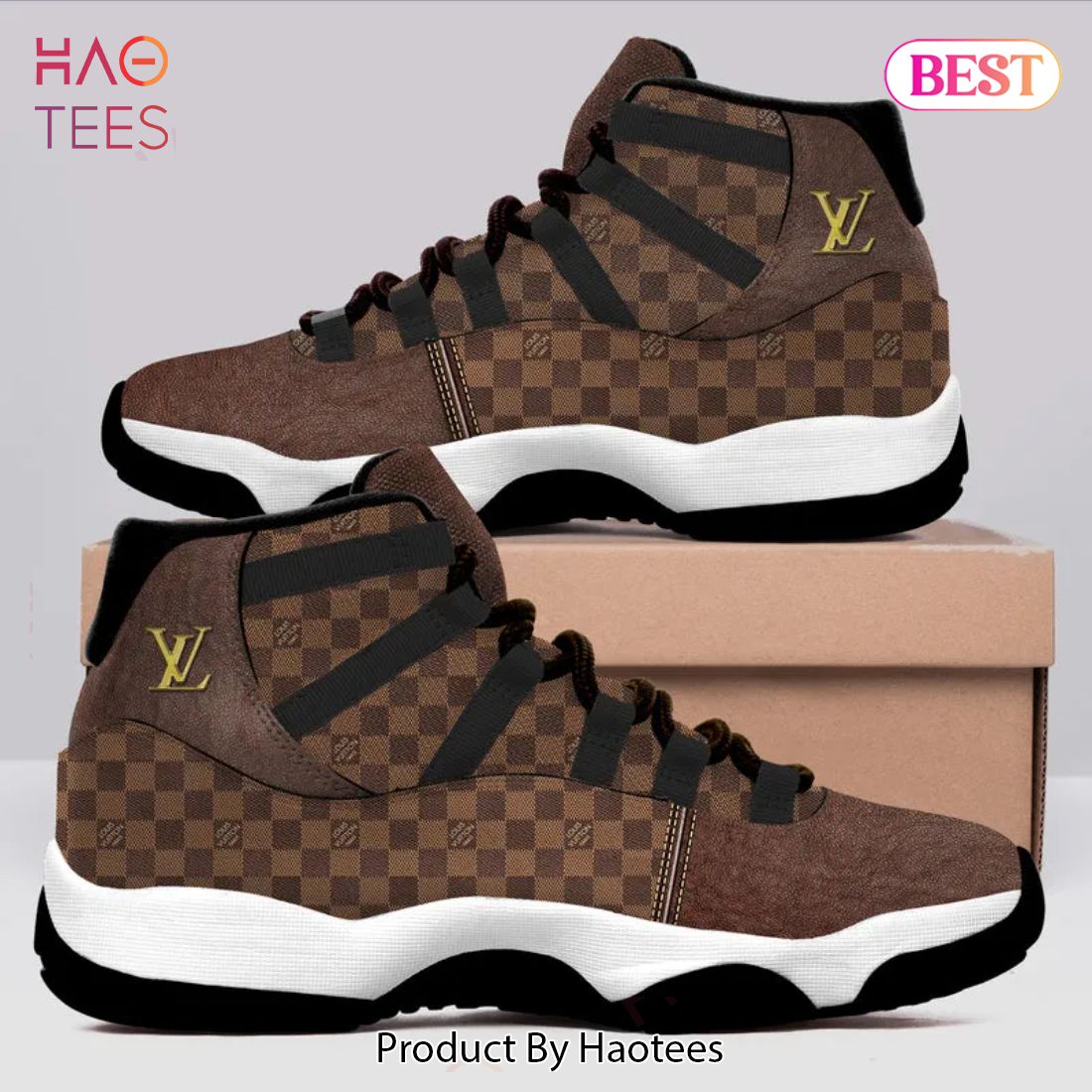 [NEW FASHION] Louis Vuitton Black Brown Air Jordan 11 Sneakers Shoes Hot 2023 LV Gifts For Men Women
