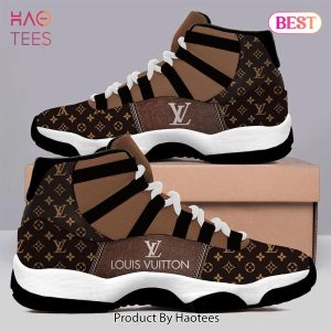 [NEW FASHION] Louis Vuitton Black Monogram Air Jordan 11 Sneakers Shoes Hot 2023 LV Gifts For Men Women