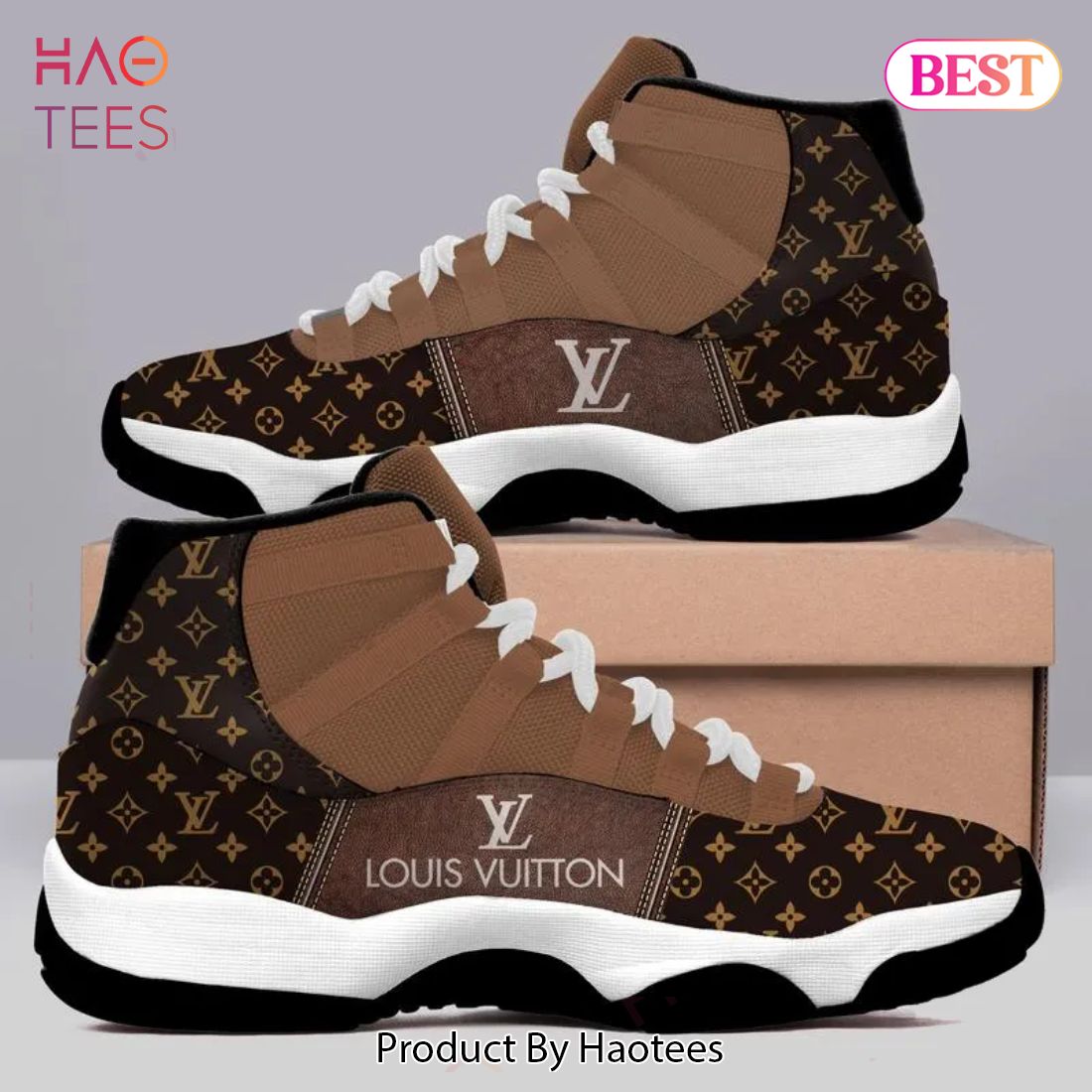 [NEW FASHION] Louis Vuitton Brown Monogram Air Jordan 11 Sneakers Shoes Hot 2023 LV Gifts For Men Women Luxury Store