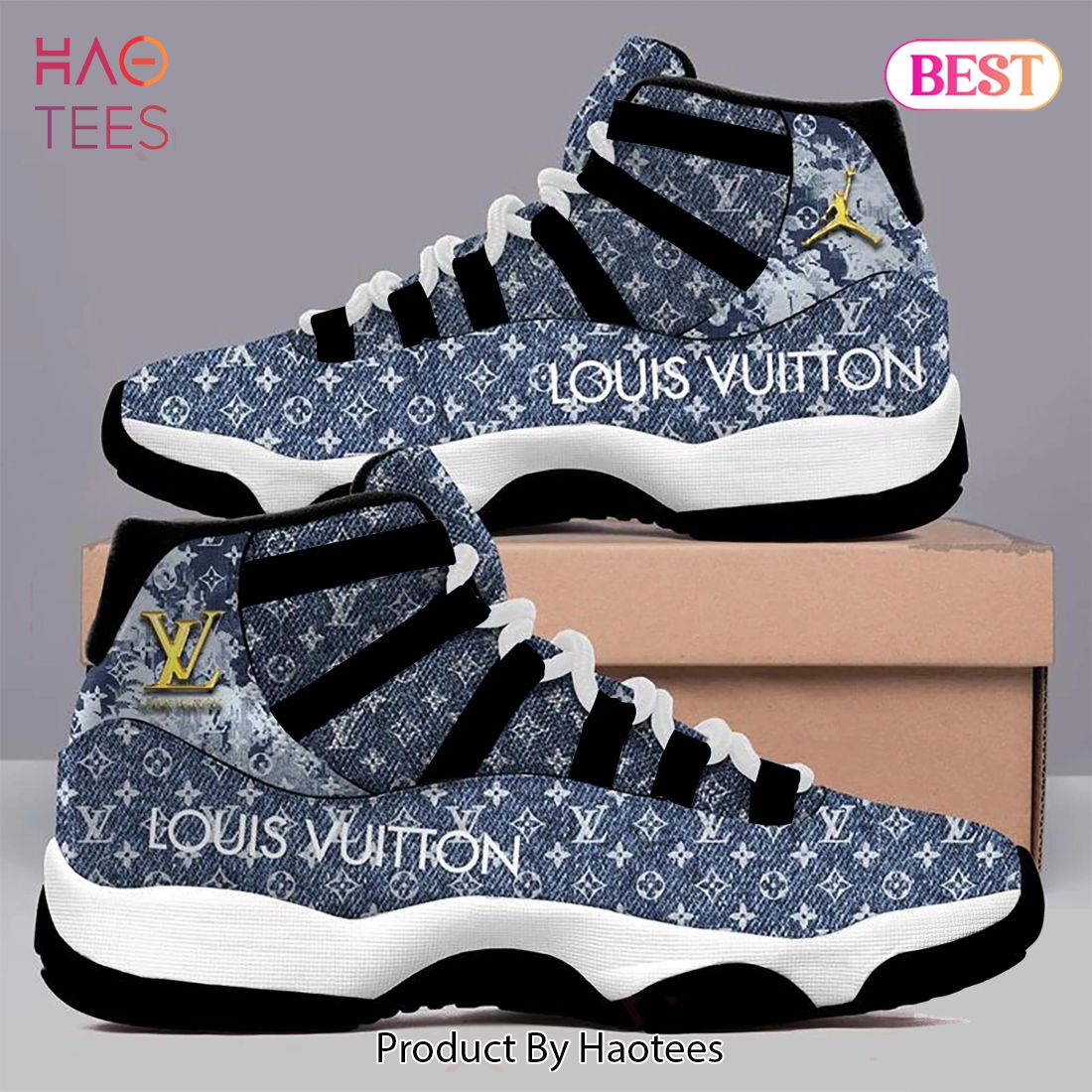 [NEW FASHION] Louis Vuitton Denim Monogram Air Jordan 11 Sneakers Shoes Hot 2023 LV Gifts For Men Women Luxury Store