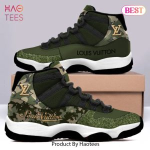 [NEW FASHION] Louis Vuitton Green Camo Air Jordan 11 Sneakers Shoes Hot 2023 LV Gifts For Men Women
