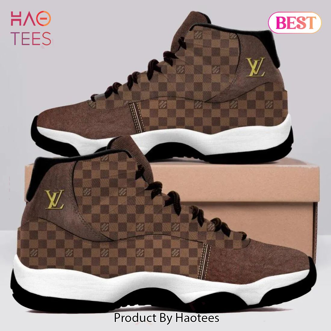 [NEW FASHION] Luxury Louis Vuitton Brown Air Jordan 11 Sneakers Shoes Hot 2023 LV Gifts For Men Women