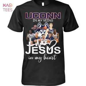 UConn Huskies In My Veins Jesus In My Heart T-Shirt
