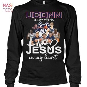UConn Huskies In My Veins Jesus In My Heart T-Shirt