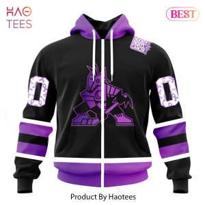 BEST NHL Arizona Coyotes Special Black Hockey Fights Cancer Kits 3D Hoodie