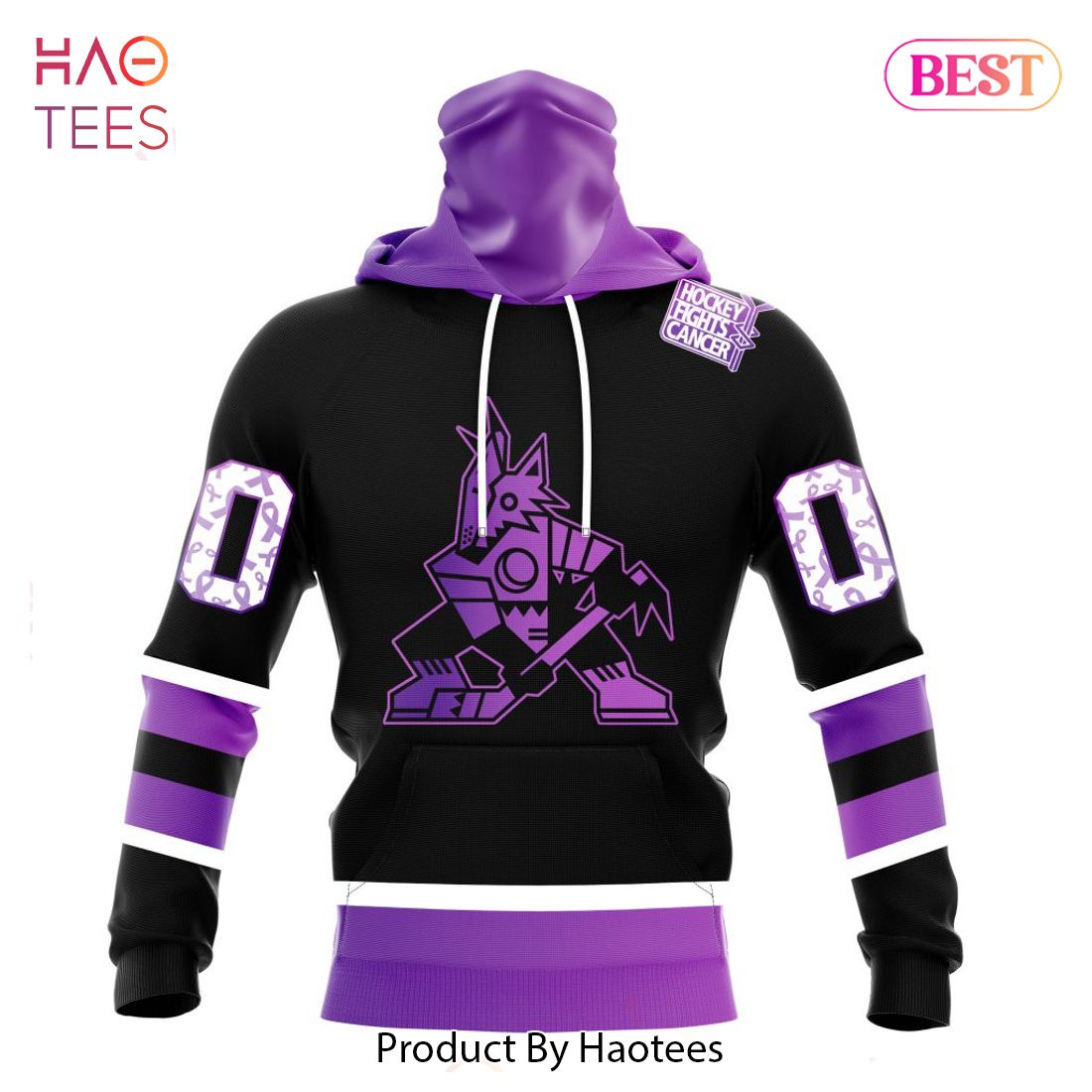 BEST NHL Arizona Coyotes Special Black Hockey Fights Cancer Kits 3D Hoodie BEST NHL Arizona Coyotes Special Black Hockey Fights Cancer Kits 3D Hoodie