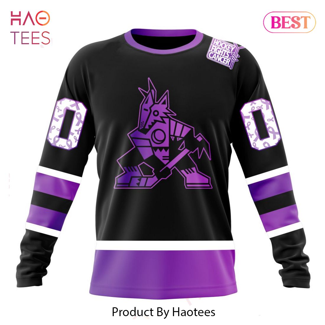 BEST NHL Arizona Coyotes Special Black Hockey Fights Cancer Kits 3D Hoodie BEST NHL Arizona Coyotes Special Black Hockey Fights Cancer Kits 3D Hoodie