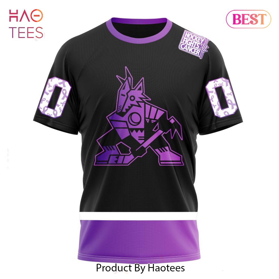 BEST NHL Arizona Coyotes Special Black Hockey Fights Cancer Kits 3D Hoodie BEST NHL Arizona Coyotes Special Black Hockey Fights Cancer Kits 3D Hoodie