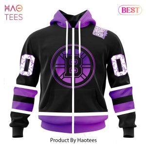 BEST NHL Boston Bruins Special Black Hockey Fights Cancer Kits 3D Hoodie
