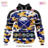BEST NHL Buffalo Sabres Specialized Design Wih Camo Team Color And Military Force Logo 3D Hoodie