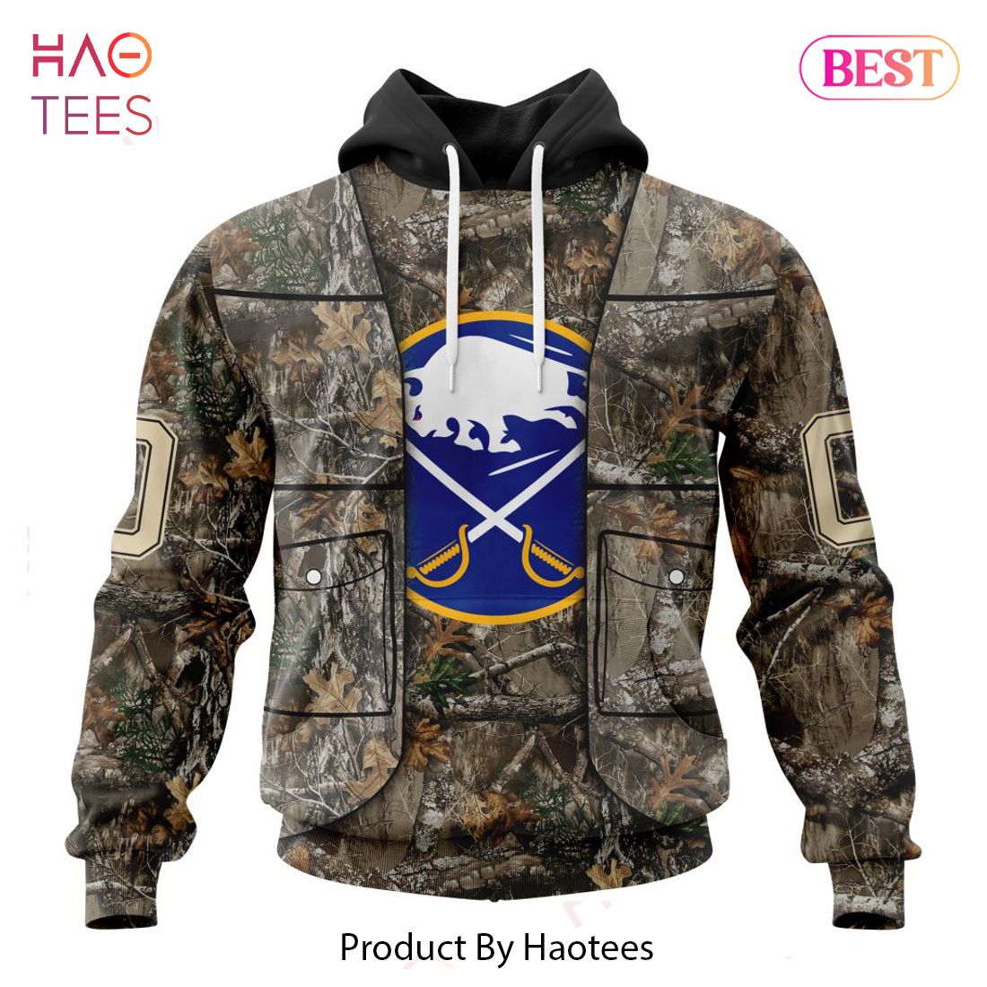 BEST NHL Buffalo Sabres Specialized Unisex Vest Kits With Realtree Camo 3D Hoodie