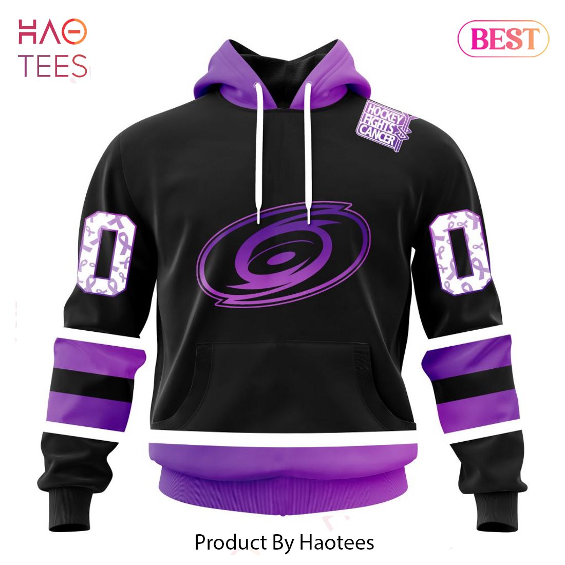 BEST NHL Carolina Hurricanes Special Black Hockey Fights Cancer Kits 3D Hoodie