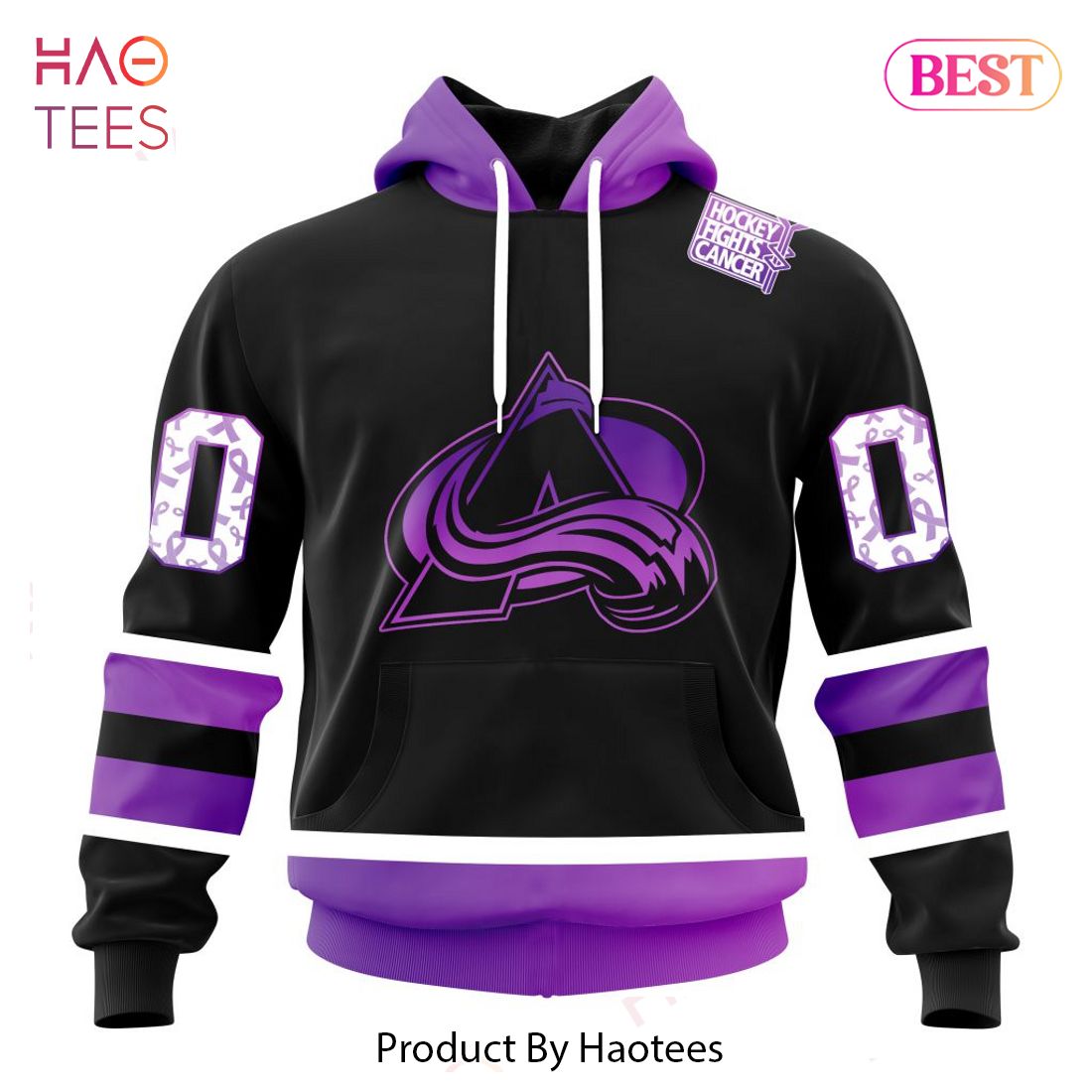 BEST NHL Colorado Avalanche Special Black Hockey Fights Cancer Kits 3D Hoodie