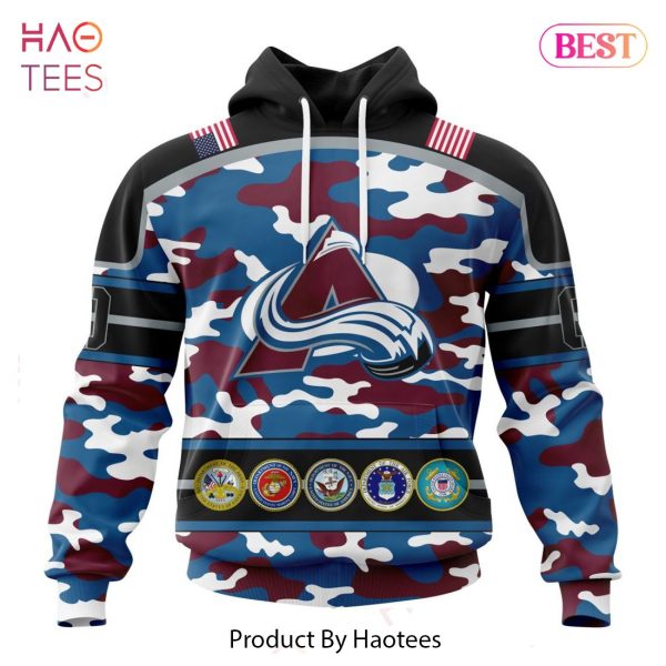 BEST NHL Colorado Avalanche Specialized Design Wih Camo Team Color And Military Force Logo 3D Hoodie