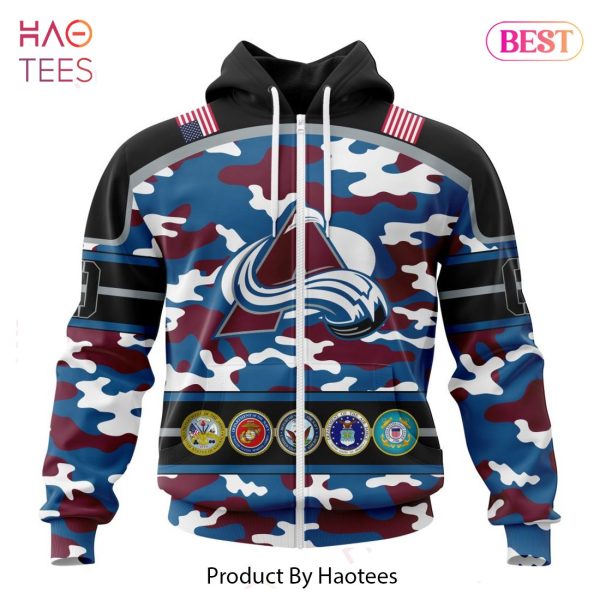 BEST NHL Colorado Avalanche Specialized Design Wih Camo Team Color And Military Force Logo 3D Hoodie