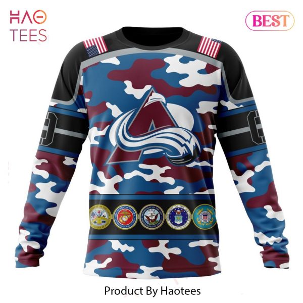 BEST NHL Colorado Avalanche Specialized Design Wih Camo Team Color And Military Force Logo 3D Hoodie