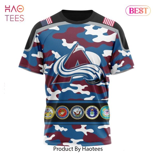 BEST NHL Colorado Avalanche Specialized Design Wih Camo Team Color And Military Force Logo 3D Hoodie