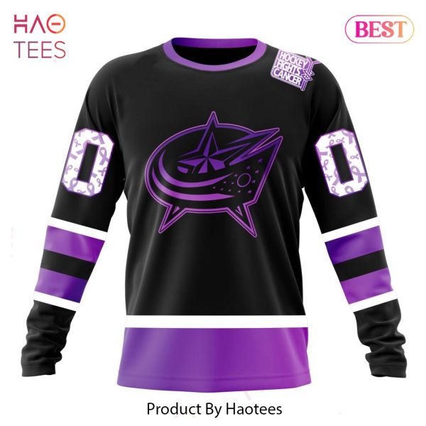 BEST NHL Columbus Blue Jackets Special Black Hockey Fights Cancer Kits 3D Hoodie