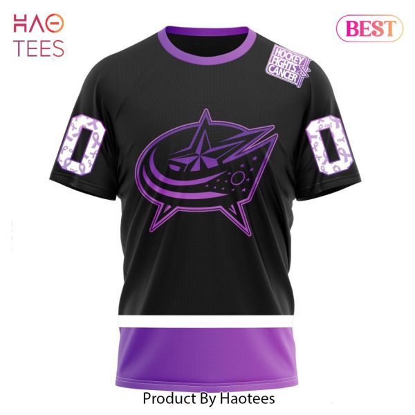 BEST NHL Columbus Blue Jackets Special Black Hockey Fights Cancer Kits 3D Hoodie