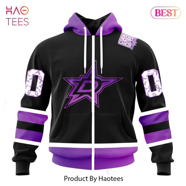 BEST NHL Dallas Stars Special Black Hockey Fights Cancer Kits 3D Hoodie