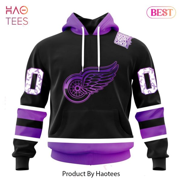 BEST NHL Detroit Red Wings Special Black Hockey Fights Cancer Kits 3D Hoodie