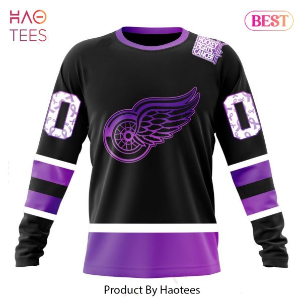 BEST NHL Detroit Red Wings Special Black Hockey Fights Cancer Kits 3D Hoodie