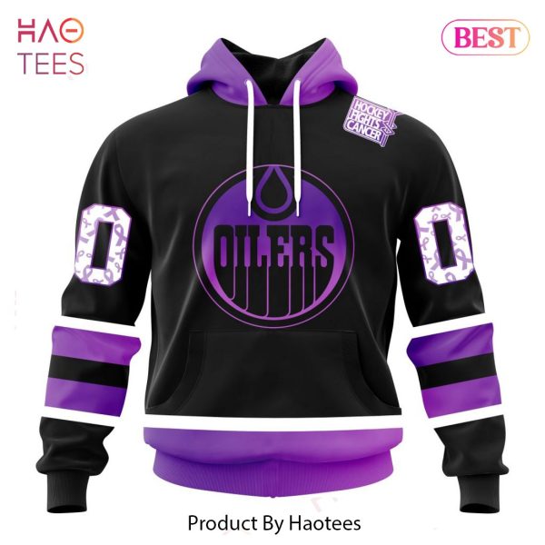BEST NHL Edmonton Oilers Special Black Hockey Fights Cancer Kits 3D Hoodie