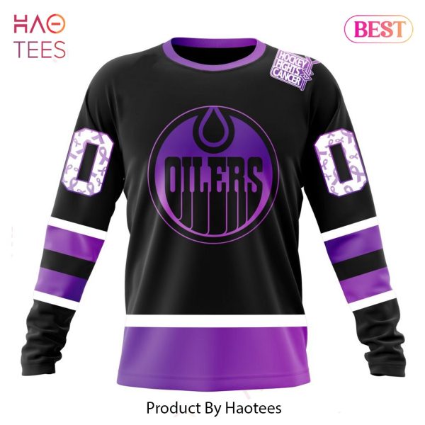 BEST NHL Edmonton Oilers Special Black Hockey Fights Cancer Kits 3D Hoodie