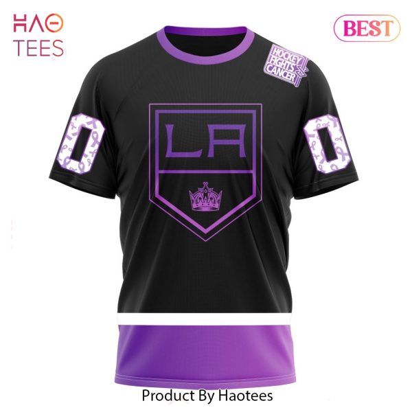 BEST NHL Los Angeles Kings Special Black Hockey Fights Cancer Kits 3D Hoodie