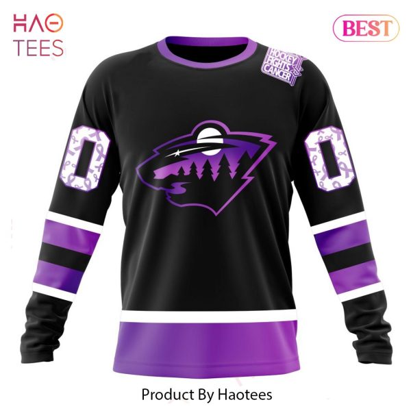 BEST NHL Minnesota Wild Special Black Hockey Fights Cancer Kits 3D Hoodie