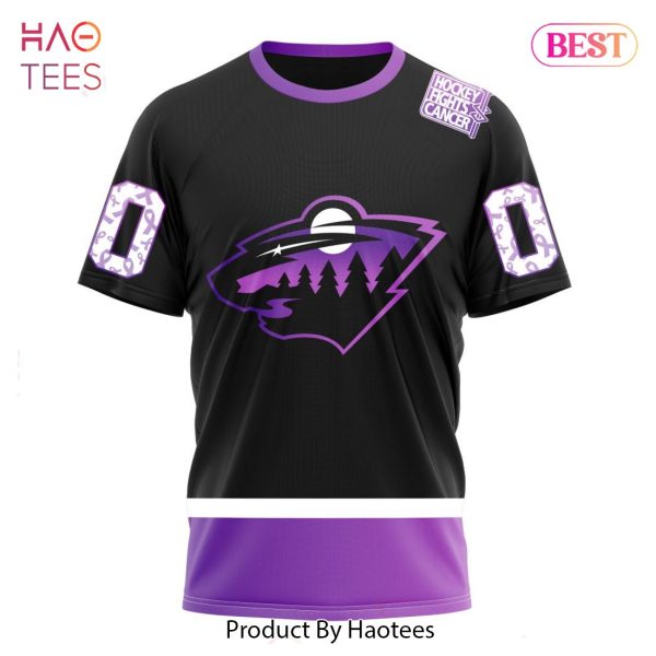 BEST NHL Minnesota Wild Special Black Hockey Fights Cancer Kits 3D Hoodie