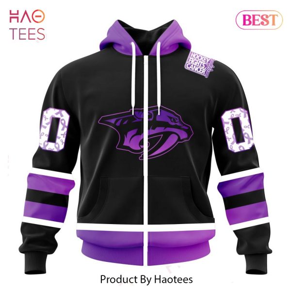 BEST NHL Nashville Predators Special Black Hockey Fights Cancer Kits 3D Hoodie