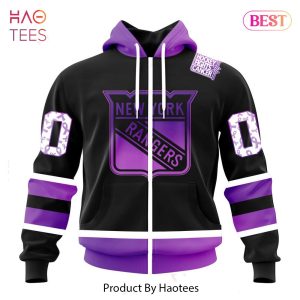 BEST NHL New York Rangers Special Black Hockey Fights Cancer Kits 3D Hoodie