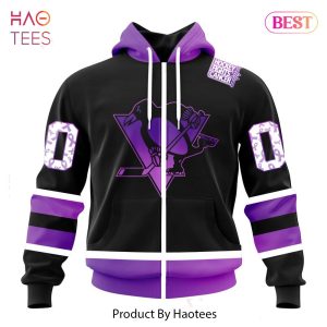 BEST NHL Pittsburgh Penguins Special Black Hockey Fights Cancer Kits 3D Hoodie