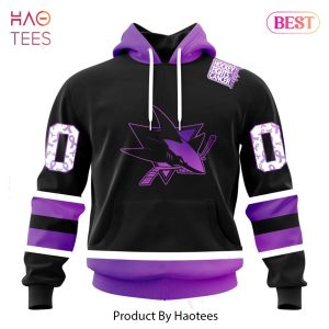 BEST NHL San Jose Sharks Special Black Hockey Fights Cancer Kits 3D Hoodie