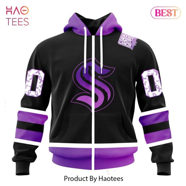 BEST NHL Seattle Kraken Special Black Hockey Fights Cancer Kits 3D Hoodie