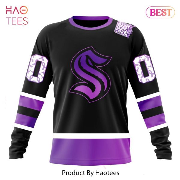 BEST NHL Seattle Kraken Special Black Hockey Fights Cancer Kits 3D Hoodie