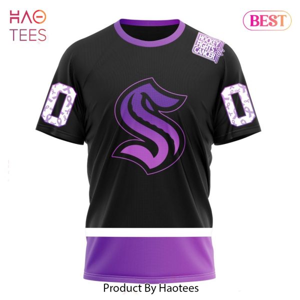BEST NHL Seattle Kraken Special Black Hockey Fights Cancer Kits 3D Hoodie