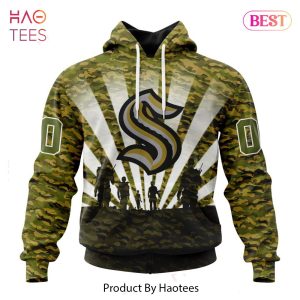 BEST NHL Seattle Kraken Special Military Camo Kits For Veterans Day And Rememberance Day 3D Hoodie