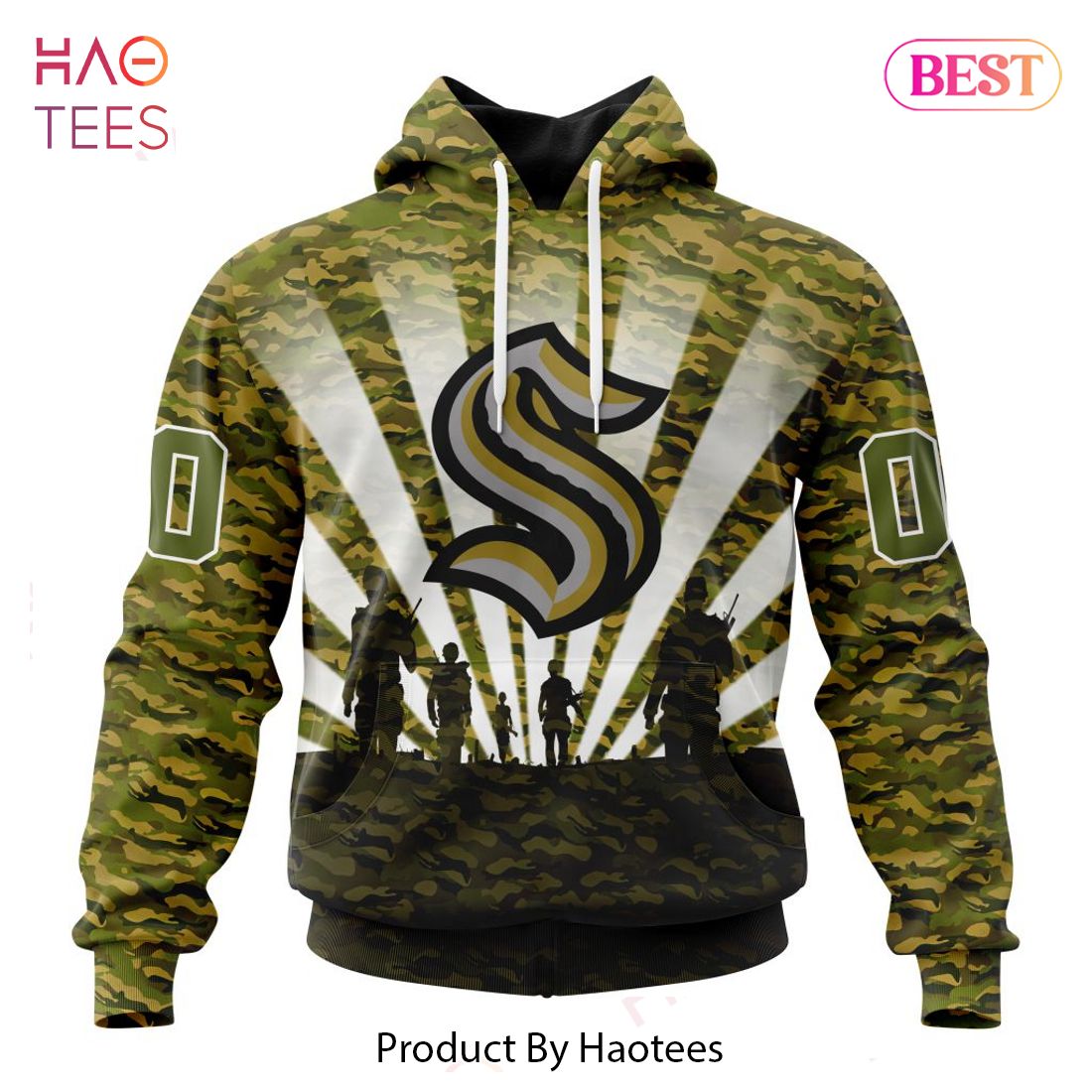BEST NHL Seattle Kraken Special Military Camo Kits For Veterans Day And Rememberance Day 3D Hoodie