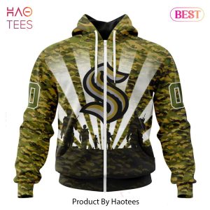 BEST NHL Seattle Kraken Special Military Camo Kits For Veterans Day And Rememberance Day 3D Hoodie