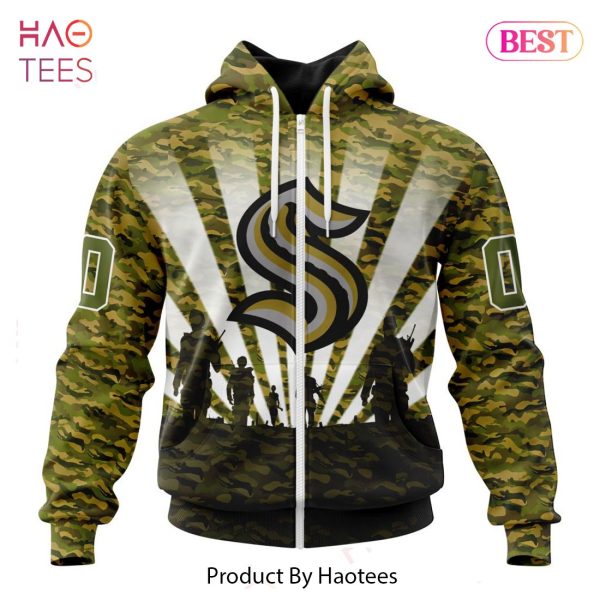 BEST NHL Seattle Kraken Special Military Camo Kits For Veterans Day And Rememberance Day 3D Hoodie