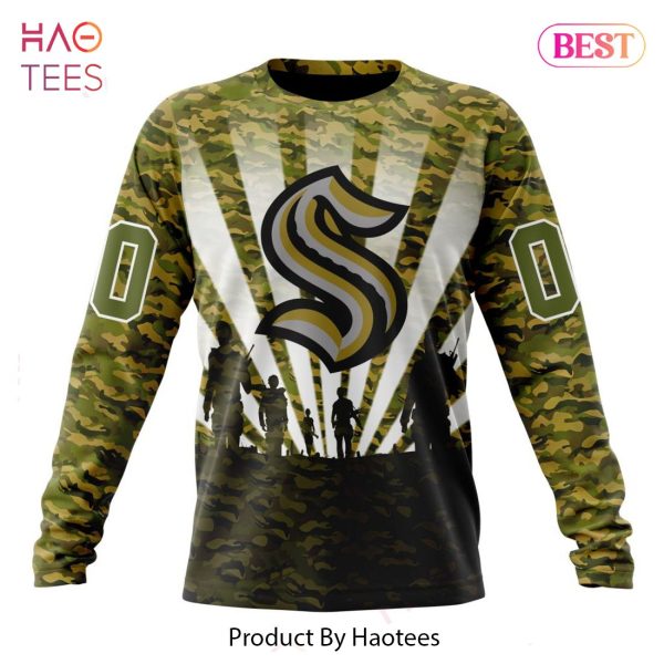 BEST NHL Seattle Kraken Special Military Camo Kits For Veterans Day And Rememberance Day 3D Hoodie