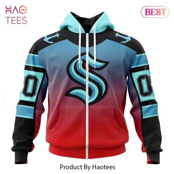 BEST NHL Seattle Kraken Special Retro Gradient Design 3D Hoodie
