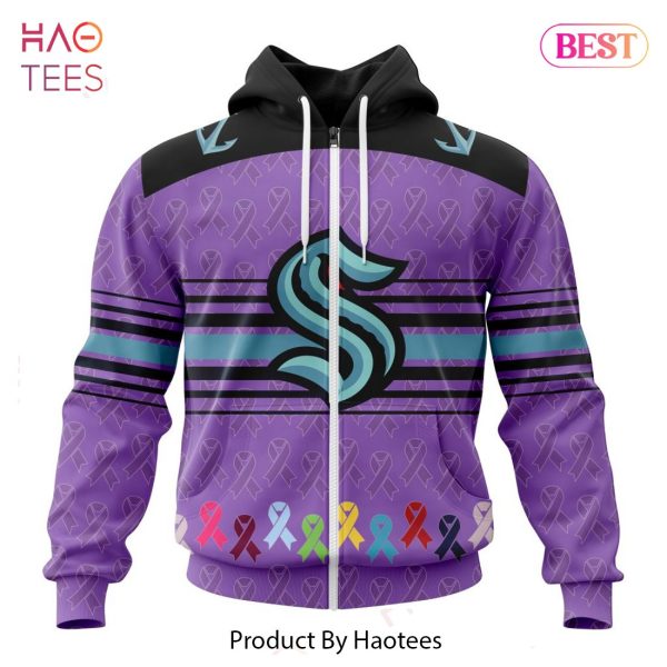 BEST NHL Seattle Kraken Specialized Design Fights Cancer 3D Hoodie