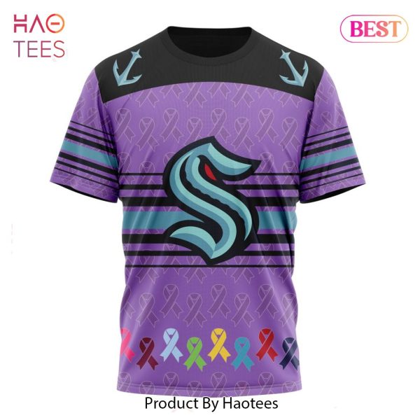 BEST NHL Seattle Kraken Specialized Design Fights Cancer 3D Hoodie